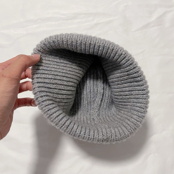 Rib Knit Wool Beanie with Pom Pom - Picture 6 of 8